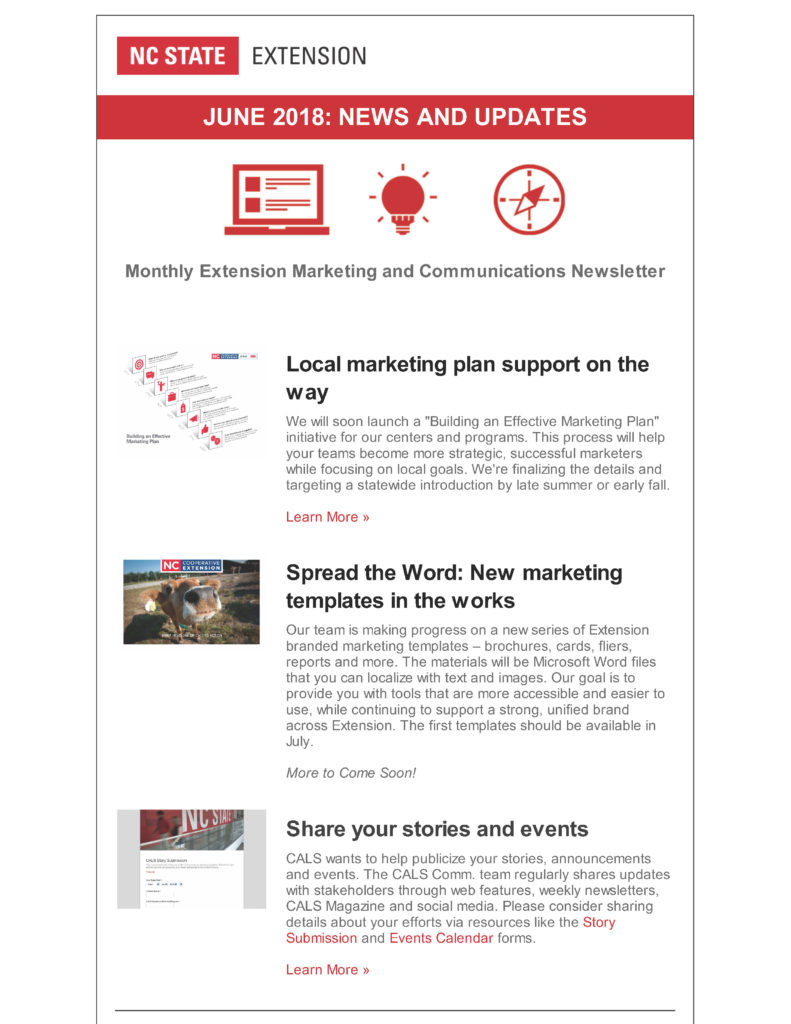 NC State Extension MarComm Newsletter_June 2018_Page 1