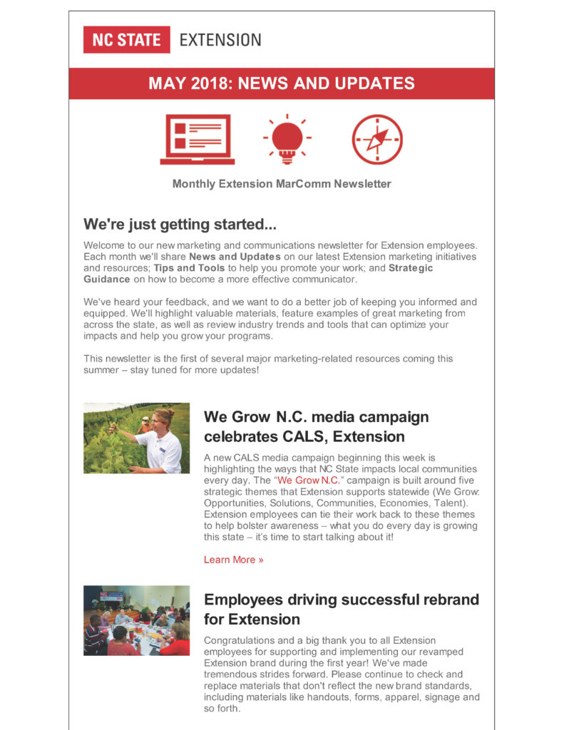 NC State Extension MarComm Newsletter_May 2018_Page 1