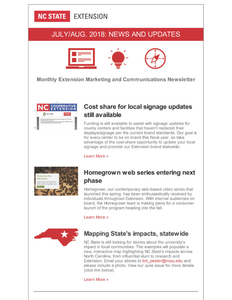 Extension marketing and communications newsletter for July-August 2018_Page 1