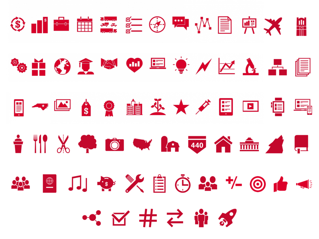 NC State University graphic icons set displayed against a white background